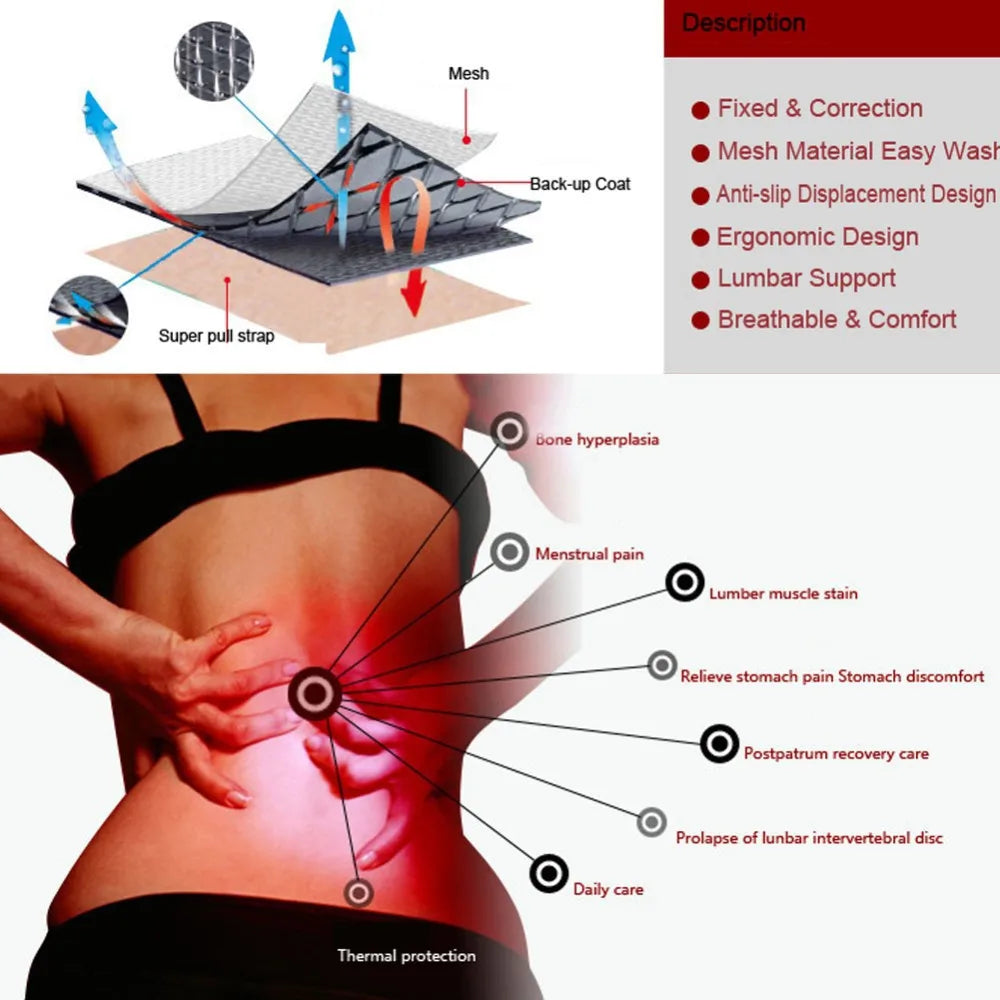 Cinto Lombar Térmico com Terapia Magnética – Suporte com Turmalina Autoaquecível