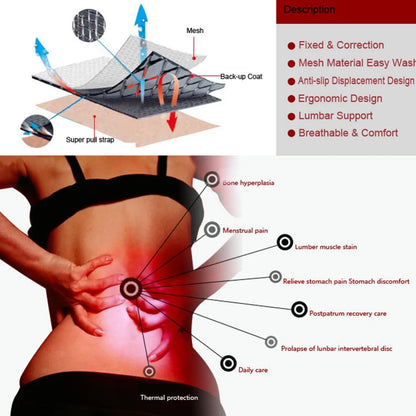 Cinto Lombar Térmico com Terapia Magnética – Suporte com Turmalina Autoaquecível