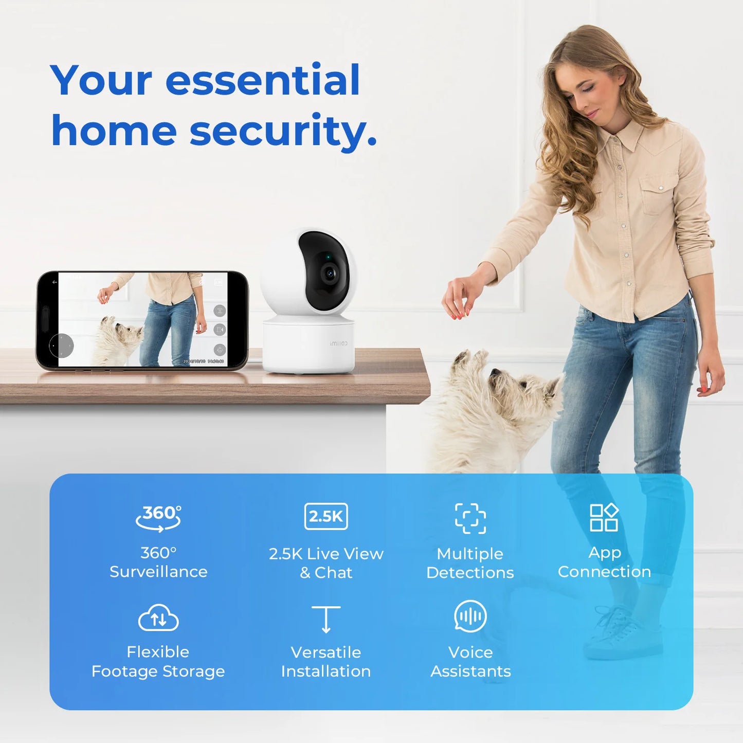 Câmera Inteligente IMILAB C21 2.5K – Monitor 360° com Visão Noturna e Áudio Bidirecional via App